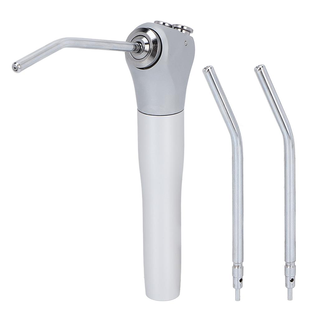 3 Way Air Water Spray Syringe Handpiece with 2 Nozzles Tips Tubes Aluminium Alloy for Dental Equipment
