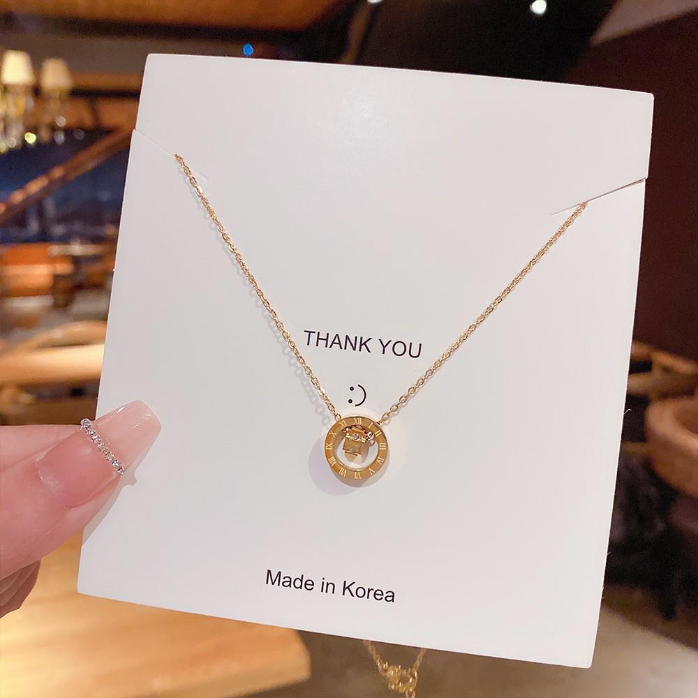 Elegant Zircon Titanium Steel Necklace: Women's Luxury Clavicle Chain with Fashion Pendant