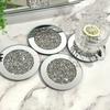 GIMORRTO Glass Mirror Coasters, 4 Pieces, Crushed Diamond Round 4 Inch, Cup Mats, Tabletop Decor, Bar Tools, Dining Table