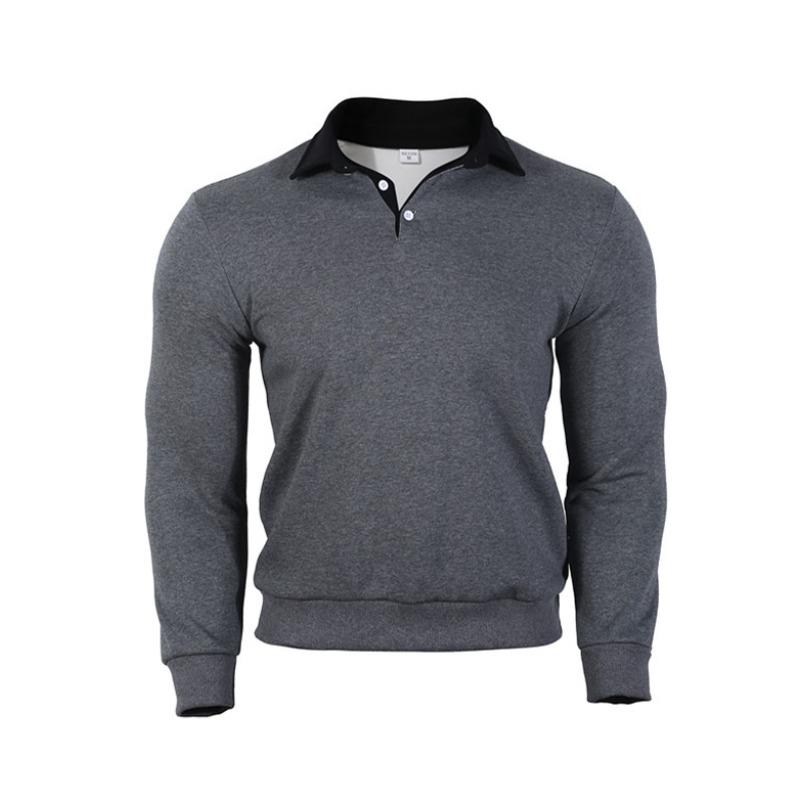 

Осенняя повседневная универсальная толстовка с длинными рукавами и воротником-поло, модная мужская одежда, пуловеры и длинные рукава для мужчин S