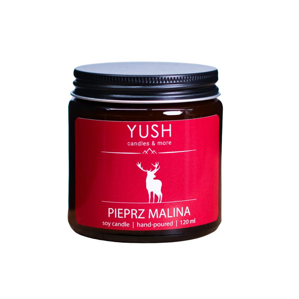 Świeca sojowa pieprz malina 100% wosk sojowy- yush - 120ml