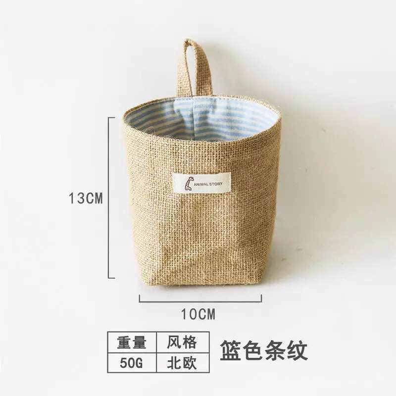 Sac de rangement en jute, coton et lin Panier de rangement pour bureau Organisateur de poche suspendu Panier à jouets Boîte de rangement pour cosmétiques et articles divers Décor