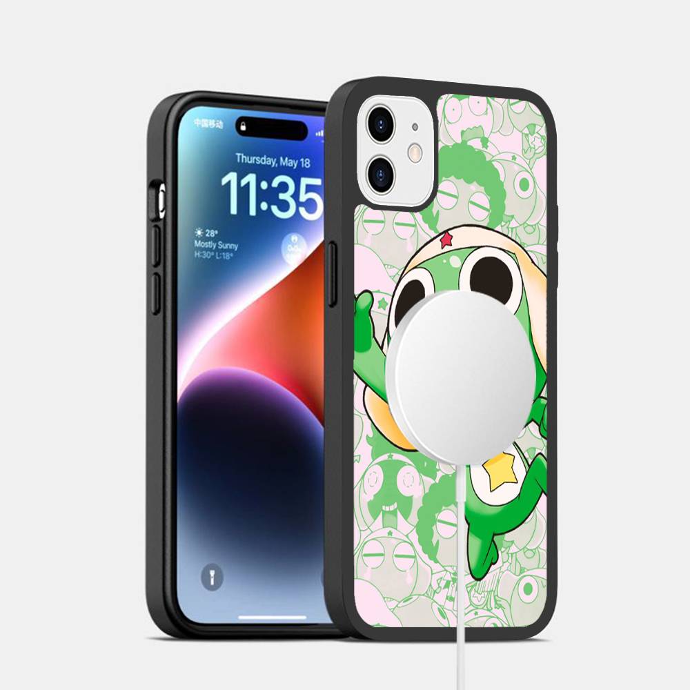 Cartoon Keroro Gunsou Frog Phone Case Magesafe Magnetic Wireless Charge Case For IPhone 16 11 12 13 14 15 Pro Max Plus Mini