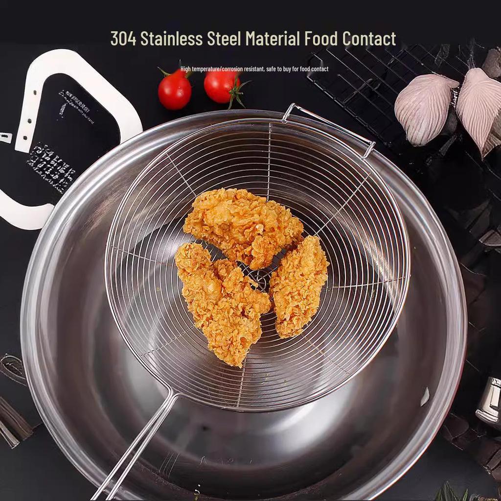 Large Stainless Steel Mesh Skimmer for Frying and Dumpling Straining