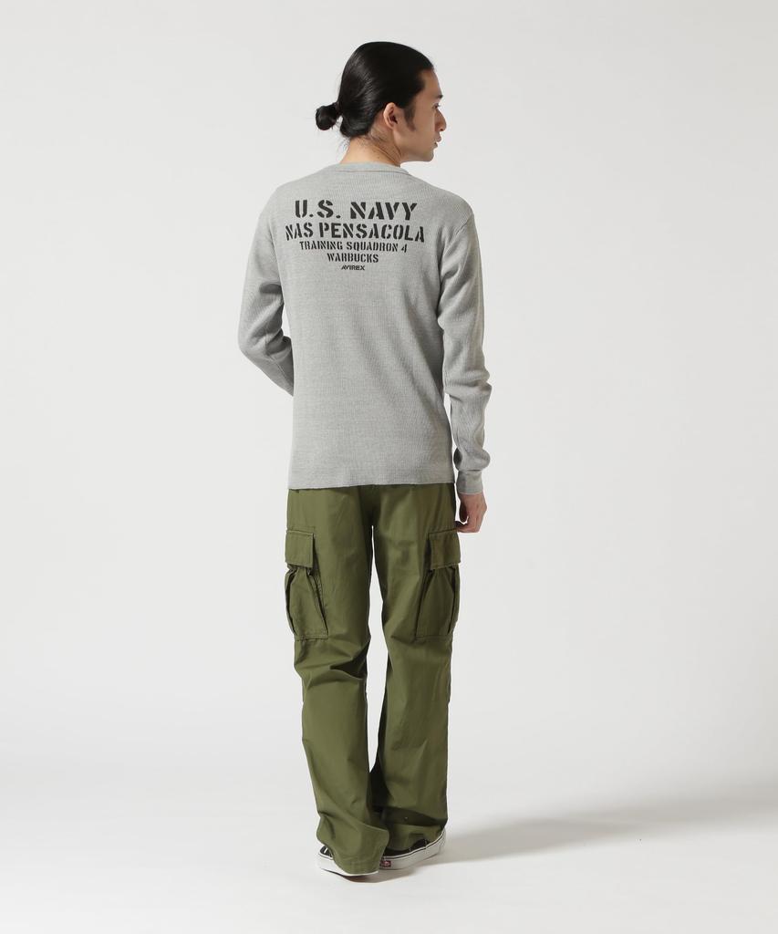 LONG SLEEVE WAFFLE Sleeve Waffle Navy 2XL 020 Gray [AVIREX] T-SHIRT U.S. NAVY/Long T-Shirt U.S. 783-4130006 Men's
