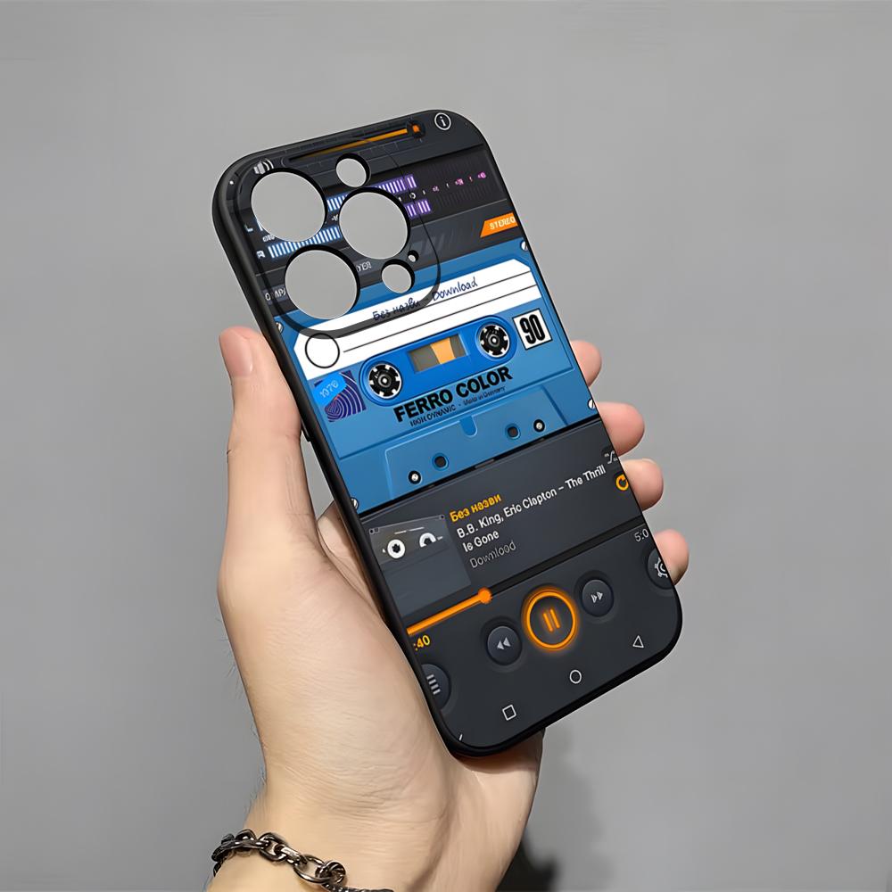 Retro Music Tapes Camera Phone Case For 16 Pro Max Iphone 15 14 Pro Max 13pro 11 X Xs Xr 8 7Plus Silicone Cover
