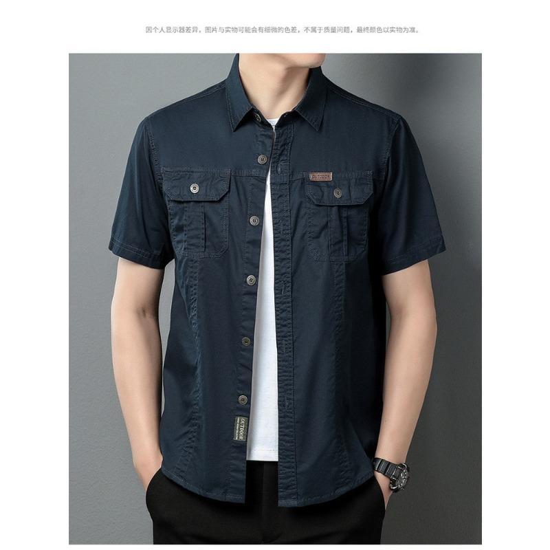 Cămașă subțire de vară cu mânecă scurtă, jachetă nouă pentru bărbați, cămașă de lucru versatilă din bumbac pur lejeră casual pentru bărbați