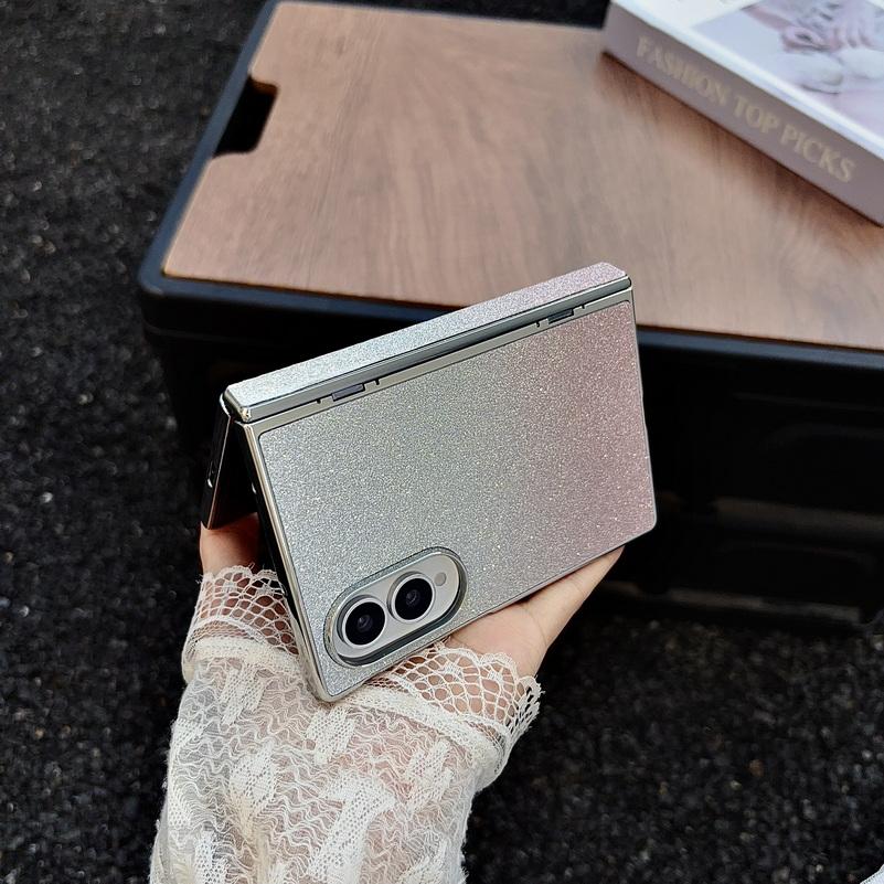 Etui z błyszczącym gradientem i pozłacaną ramką dla Samsung Z Fold 8 Ultra Fold8 szeroki Galaxy Z Fold 7 Magnetyczny zawias Ochronna osłona