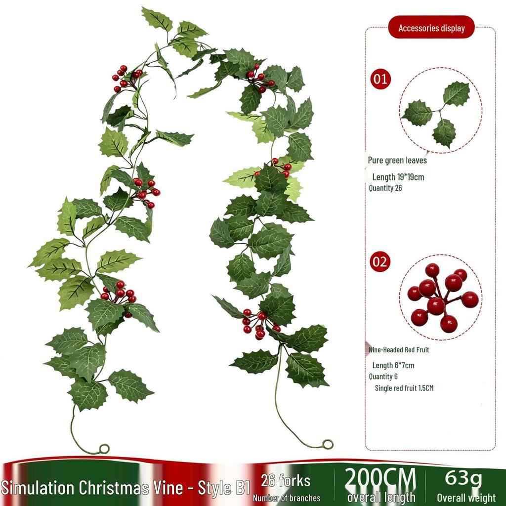 Red Berry Christmas Vine Home Decoration - Festive Party Garland