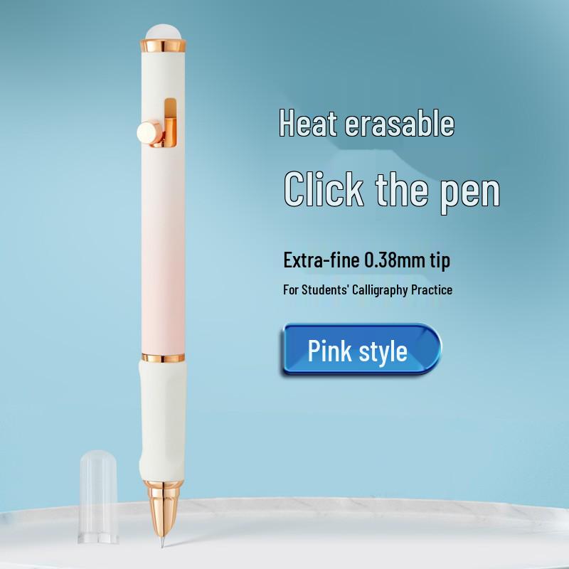 Blue Erasable Fountain Pen for Students with Refillable Heat-Erase Ink and Eraser, Ideal for Writing Practice