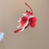 Tassel Red Flower Hair Clip Retro Spring Festival Headwear Temperament Pearl Hanfu Hairpin  Girls