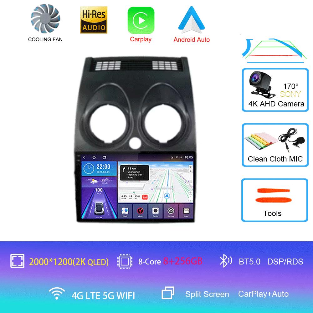 Car Radio For Nissan Qashqai Rogue 2008-2013 Android 14 Multimedia Player GPS Navigation Carplay Android Auto 4G WIFI
