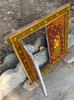 Retro Antique Wooden Window Panel Hand Painted Indian Religious Radha Krishna Frame