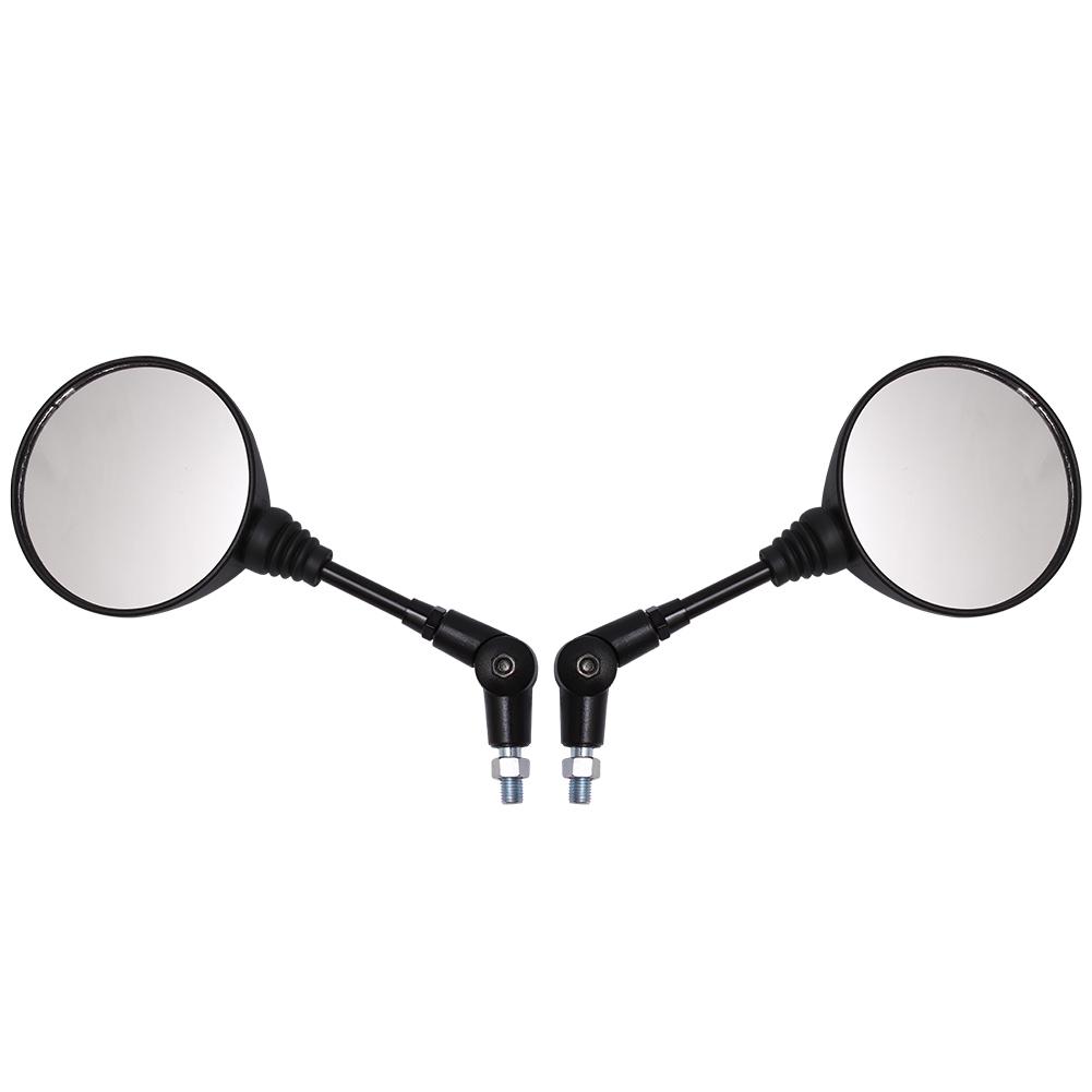 A Pair Motorcycle Black Universal 10mm Side Rearview Mirror Rearview Mirror Anti-fall Folding Round Rearview Mirror
