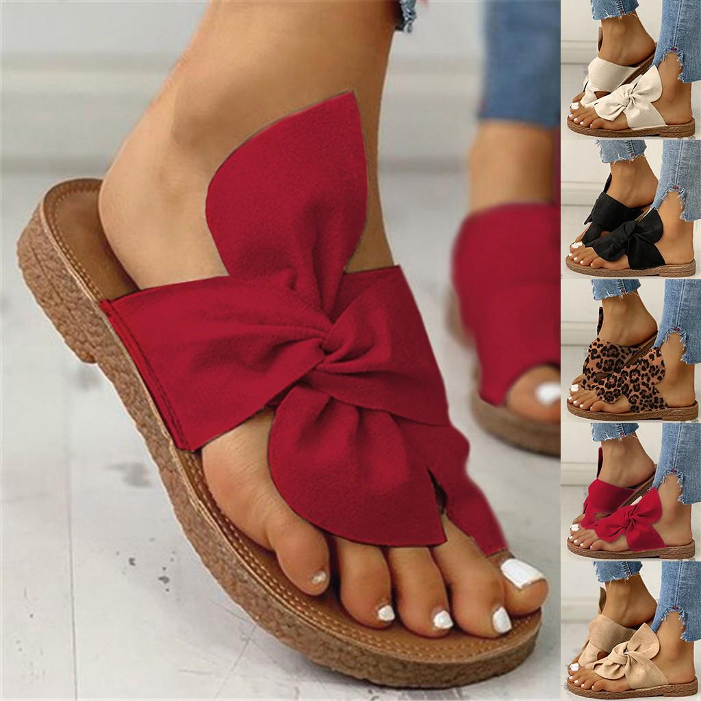 Sandalen Wo Man Die Zehen Nicht Sieht Kaufe Frauen Bowknot Zehen Ring Sandalen flache Hausschuhe Strandschuhe