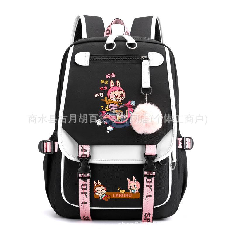 School Bag Printed Backpack USB Port Anime Cartoon Student Large Capacity Canvas Bag