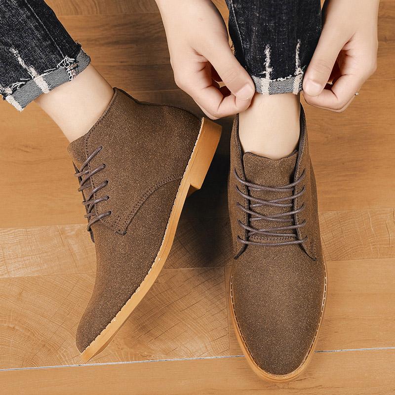 Fashion Trend Mens Autumn Spring Boots Winter High-top Leather Booty Hightcut Retro Men's Winter Walking Casual Boots