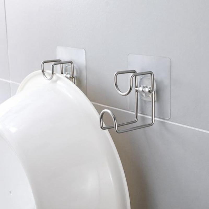 Stainless Steel Washbasin Hooks Storage Racks Punch-Free Bathroom Basin Hook Save Space Wall Mount Storage Hooks Holders Shelf