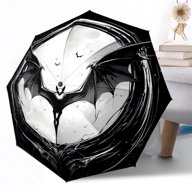 Purple Bat Artwork Automatic Umbrella Compact 8-Rib Design Lightweight All-Season Travel Outdoor Accessory Perfect Gift for Women Men