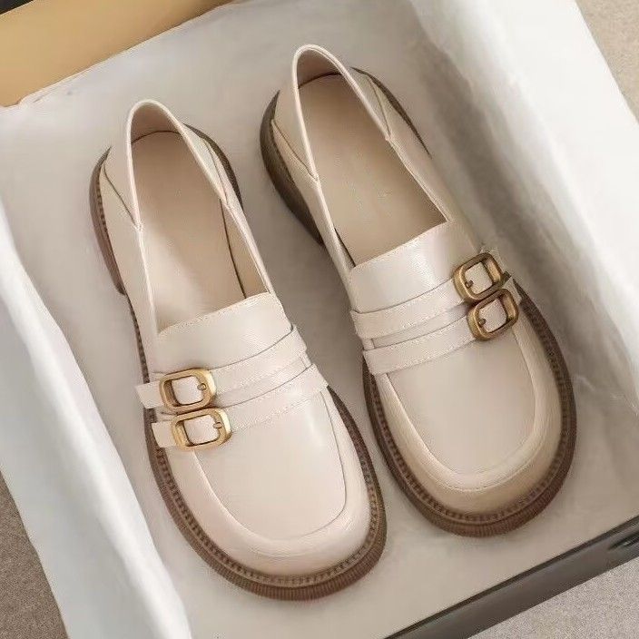 

- Fat feet, large size women s shoes, loafers, British black small leather shoes, two flat shoes on one foot 43 бежевий