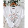Women's Watercolor Floral Butterfly Short Sleeve T-Shirt Gentle Fairy Style Fresh Gradient Flower Print Daily Commuting Versatile Top--Circles