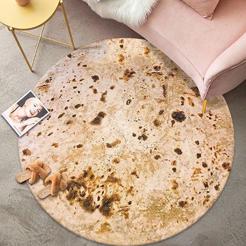 Creative Pizza Gourmet Floor Mat Living Room Decoration Round Carpet Funny Children Washable Study Rug Home Anti-slip Soft Rug