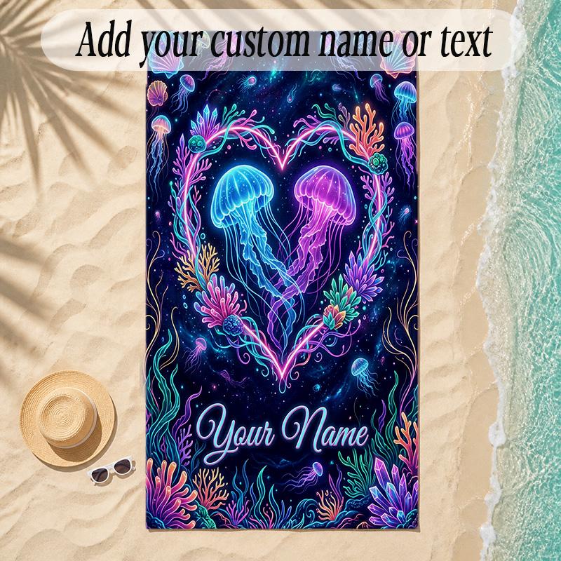 Meerjungfrau Thema Weiches Strandtuch Personalisiert Benutzerdefinierter Name Text Handtuch Tragbar für Strand Pool Reisen