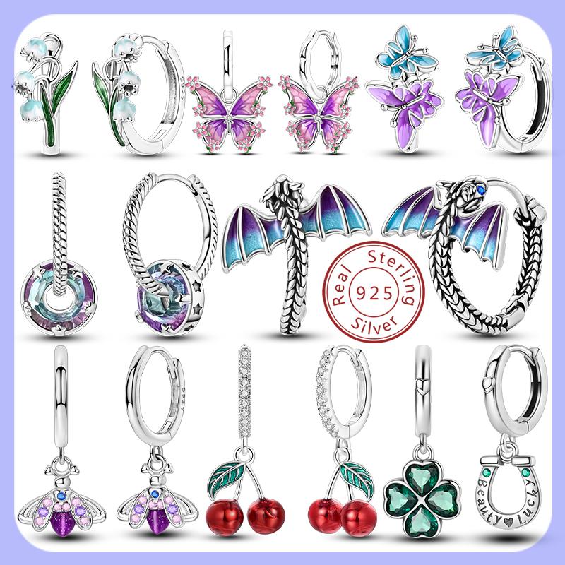2025 New 925 Sterling copper Hoop Earrings Flowers Zircon Drop Earrings Stud For Woman Fine Birthday Wedding Party Zircon Gifts