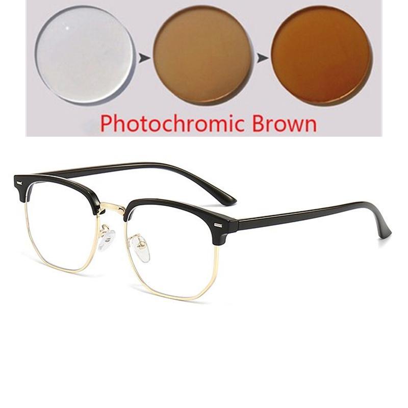 Half Frame Student Polygon Prescription Glasses For The Nearsighted Women Men Clear Lens Short-Sight Eyewear 0 -0.5 -1.0 To -6.0