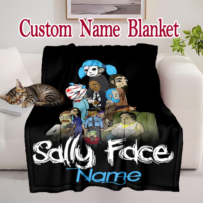 1pc Snug Sally Face (2) Blanket, Lightweight and Durable Print Blanket, Perfect for Home, Couch, Bed, Picnic, Travel, Office