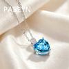 Collier pendentif en argent sterling 925 Mode Tempérament Bleu Océan Zircon Amour, Cadeau d'Anniversaire Fête Anniversaire, Bijoux pour Dames