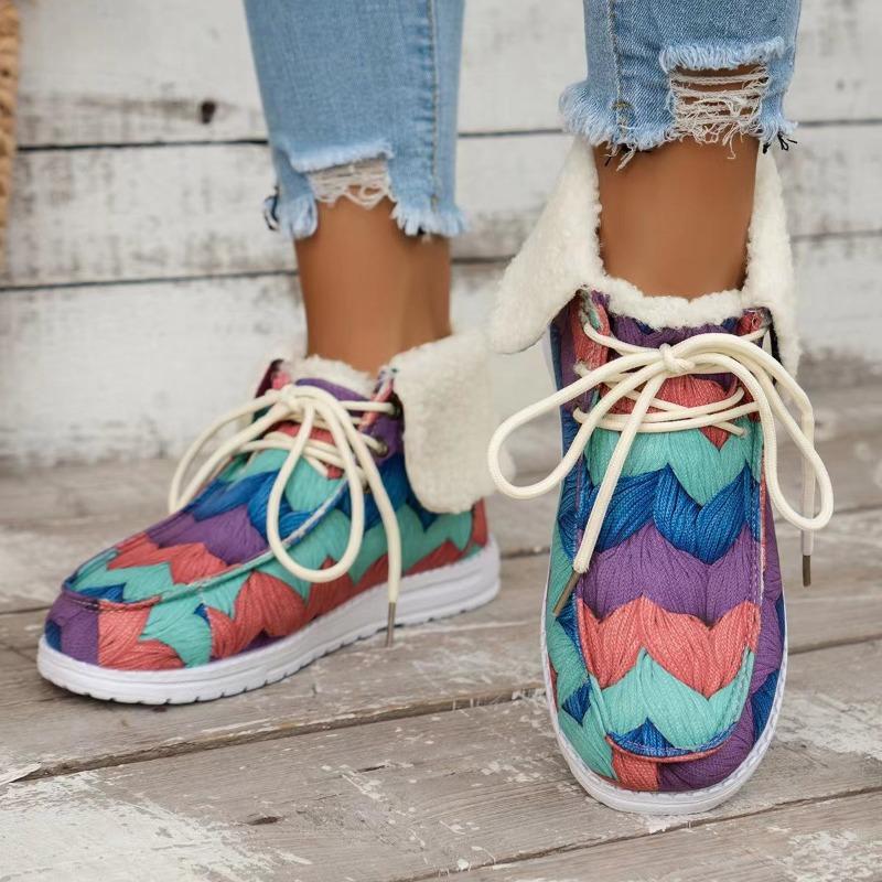 Foreign Trade European and American Large-size Cotton Shoes for Women's Winter New Santa Claus Thickened and Velvet Women's Flat-soled Cotton Shoes