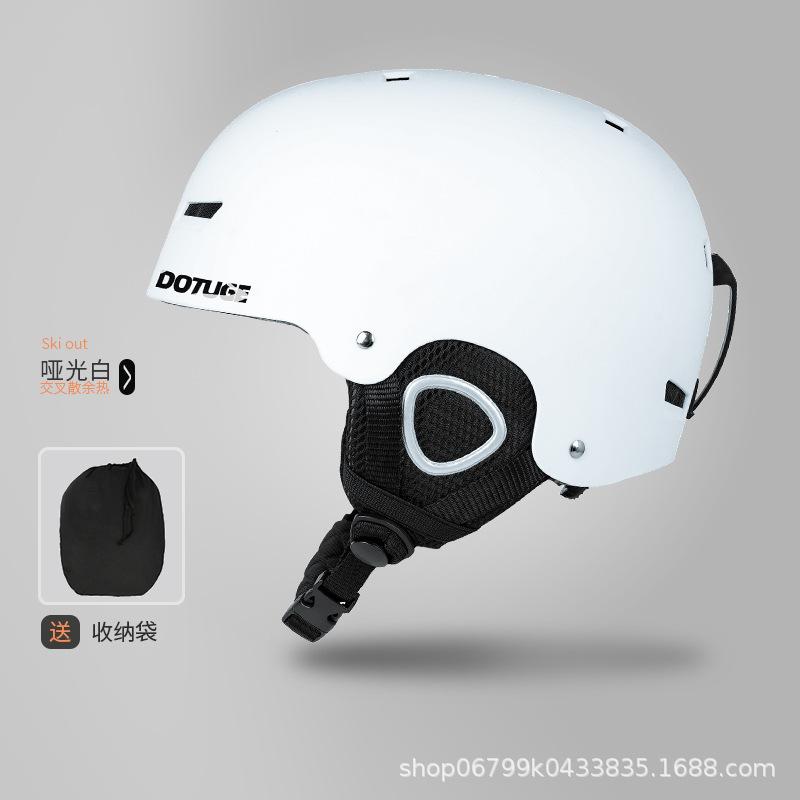 

New ski helmet for men and women, adult one-piece sports warm snow and ice skating helmet, safety protective helmet L Code-Pure white helmet