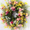 Artificial Carnation Wreath Realistic Front Door Spring Flower Wreath for Home Fireplace Door Decor