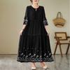 Embroidered Loose Fitting Women's Dress