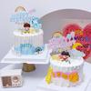 Double Layer Rainbow Balloon Cake Topper: Colorful Happy Birthday Decoration