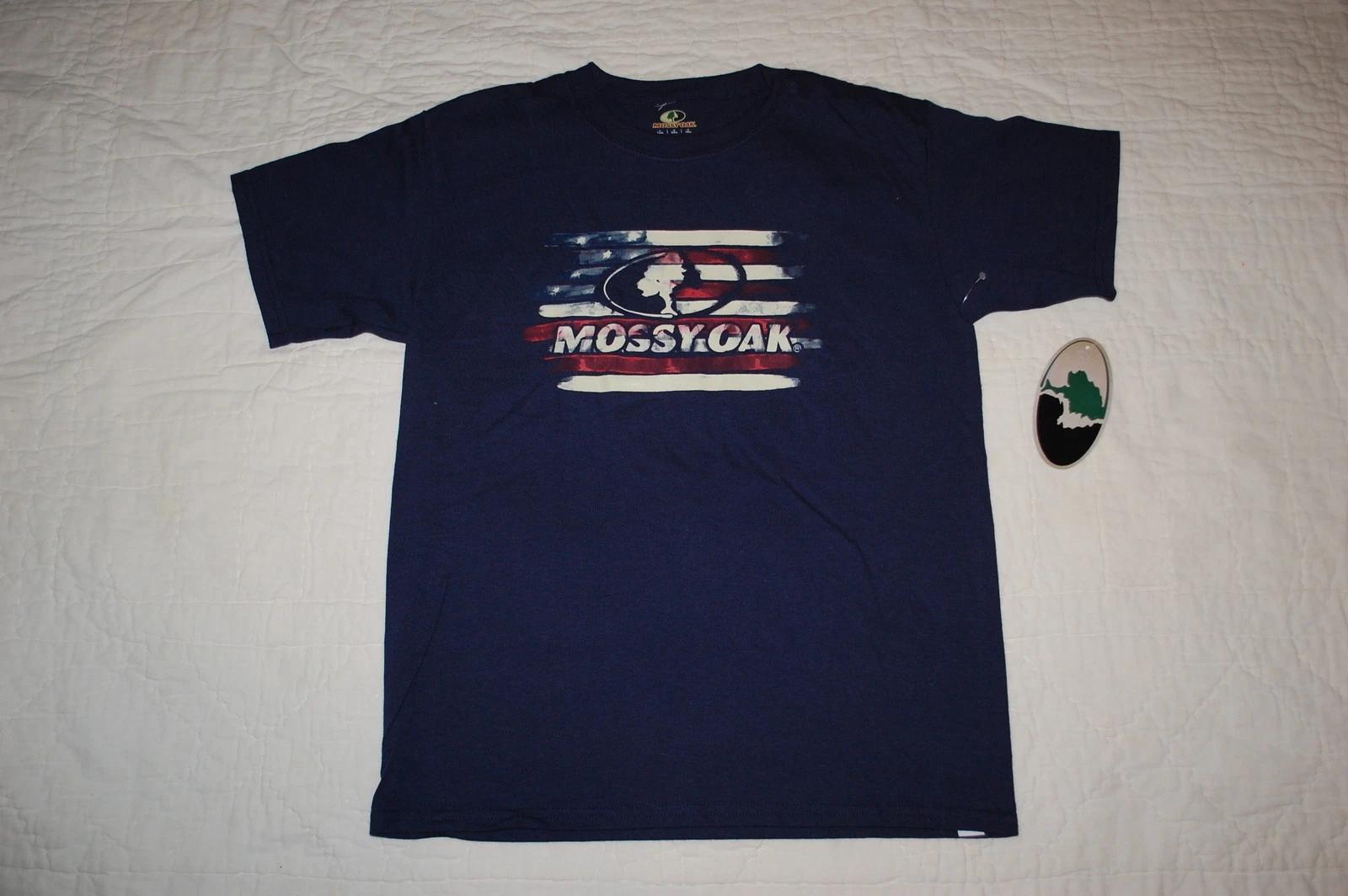 

Boys S/S T-Shirt NAVY BLUE Mossy Oak ABSTRACT AMERICAN FLAG Patriotic S M L XL 100