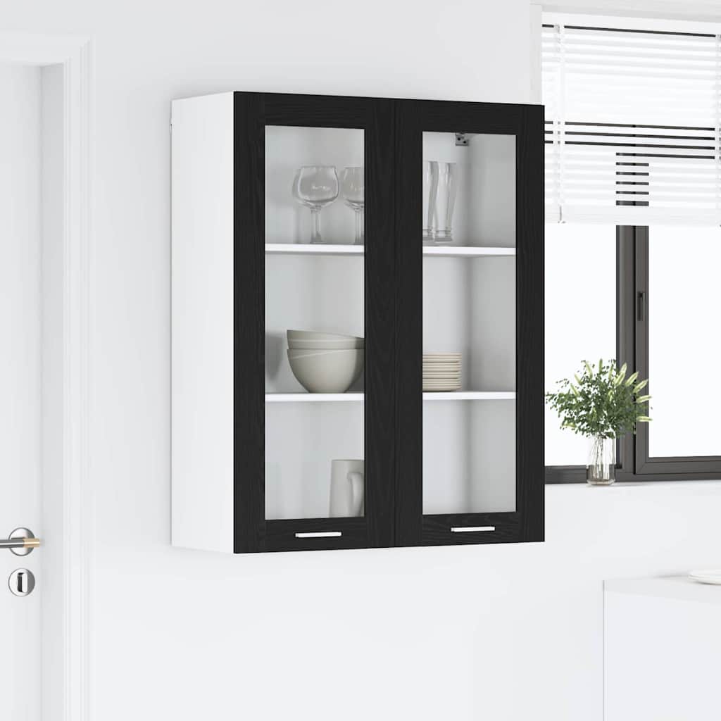 Hanging Cabinet with Storage Black Oak Effect 80 X 31 X 100 Cm