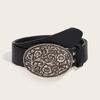 Wear Resistant Adult Waist Belts with Carved Buckle Female Decorative PU Belts