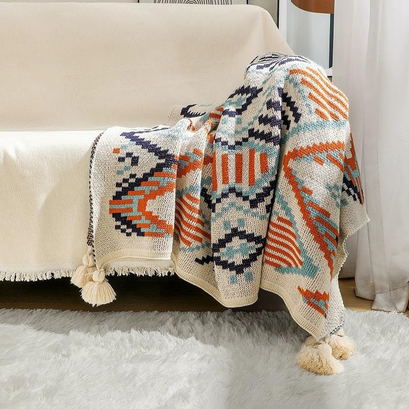 Navajo Sun Blanket Thick Knitted Bohemian Nap Air Conditioning Blanket Sofa Blanket Baby Blanket