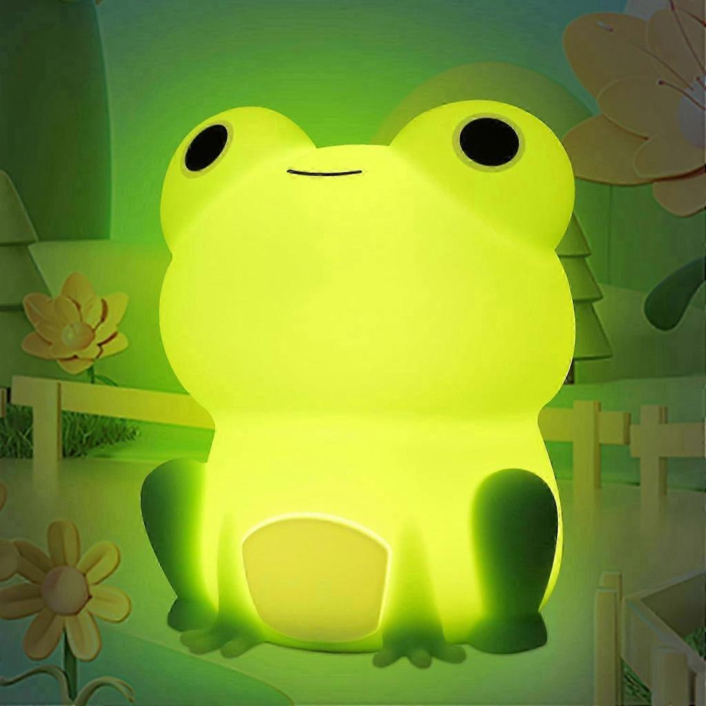 Cute Frog LED Night Light, Soft Silicone Touch Lamp for Kids, Portable Nursery Nightlight with Dimmable Timer