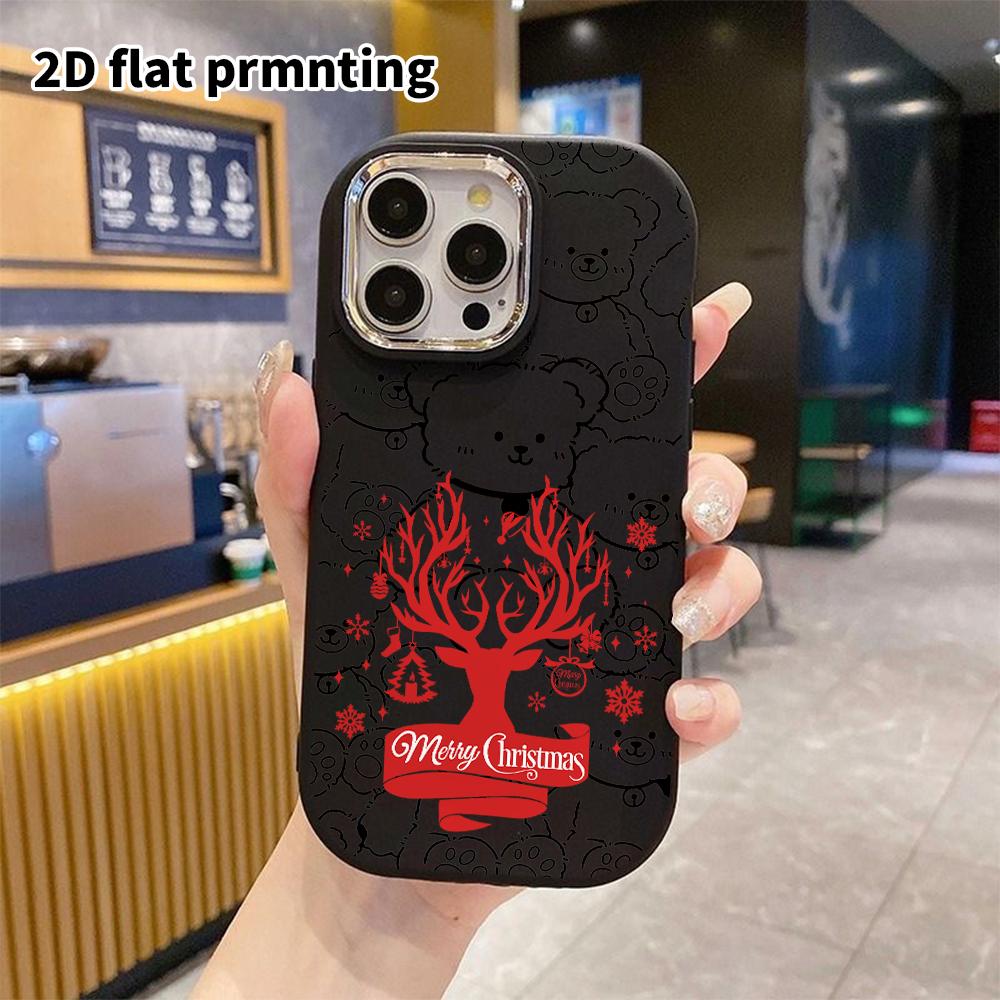 Phone Case: 2D Flat Design Suitable for iPhone 18 17 16 15 14 13 Pro Cases, Couple Style, Red-tone Christmas, Christmas and Halloween Gifts