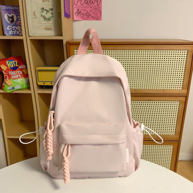 

Кампус в японском стиле, повседневный однотонный школьный рюкзак для женщин, простой и универсальный легкий рюкзак для старшеклассницы No pendant