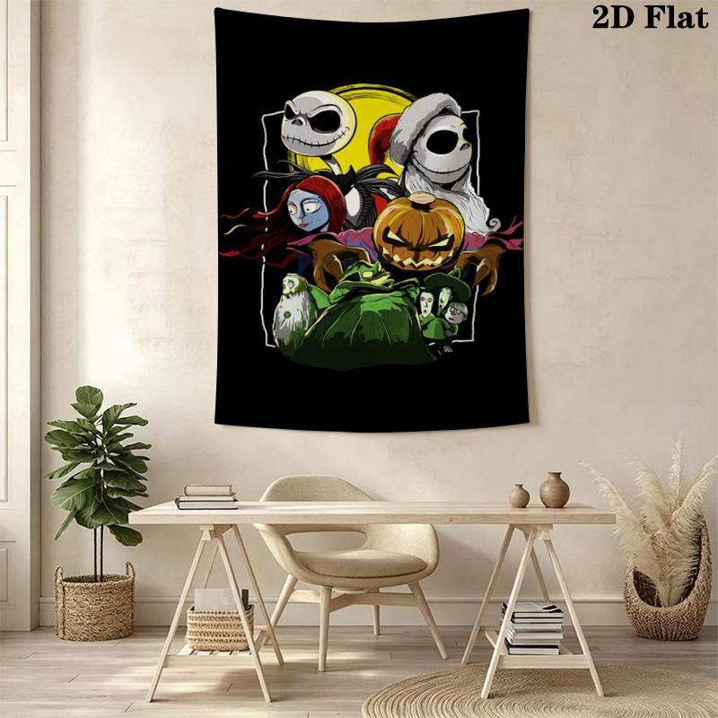 Jack Skellington'S Halloween Adventure Tapestry Fashion Print Wallmounted Background Cloth Atmospheric Background Cloth