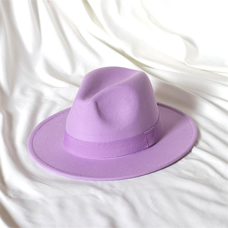 Skórzany Różowy Kapelusz Fedora z Szerokim Rondem Jazzowy Kapelusz Jesień/Zima Klasyczny Elegancki Kapelusz Panama Kapelusz Dżentelmena Sombrero