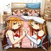 Anime SAO Yuuki Asuna Bedding Set Printed Bed Set Duvet Cover Sheet Pillowcase Bed Soft Quilt Cover Full Queen King Size