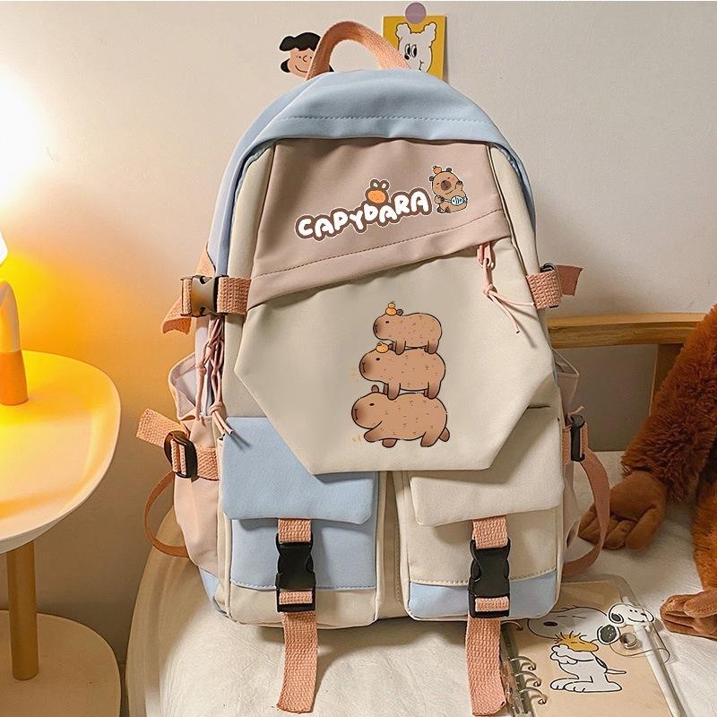 Capybara Cartoon Cute Capybara Youth Large Capacity Backpack Versatile School Bag