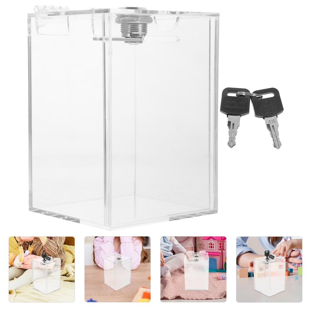 Transparent Acrylic Money Box Piggy Bank for Kids Coin Jar Adults Tip Jars Gift Holder Office Mailbox Donation Cash