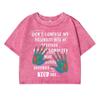 Don'T Confuse My Presonality Printing Women Wash Short T Shirt Summer Midriff-Baring Casual Distress Tops Female