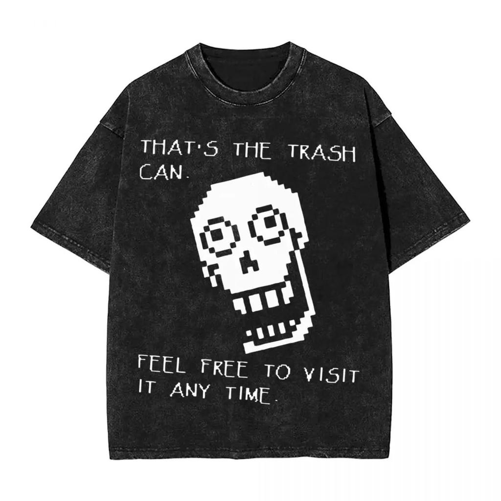 Hot Sale PS Game Undertale Sans Papyrus Graphic Print Vintage Washed TShirt Men Women Cotton Fashion Summer Tee Oversized Top